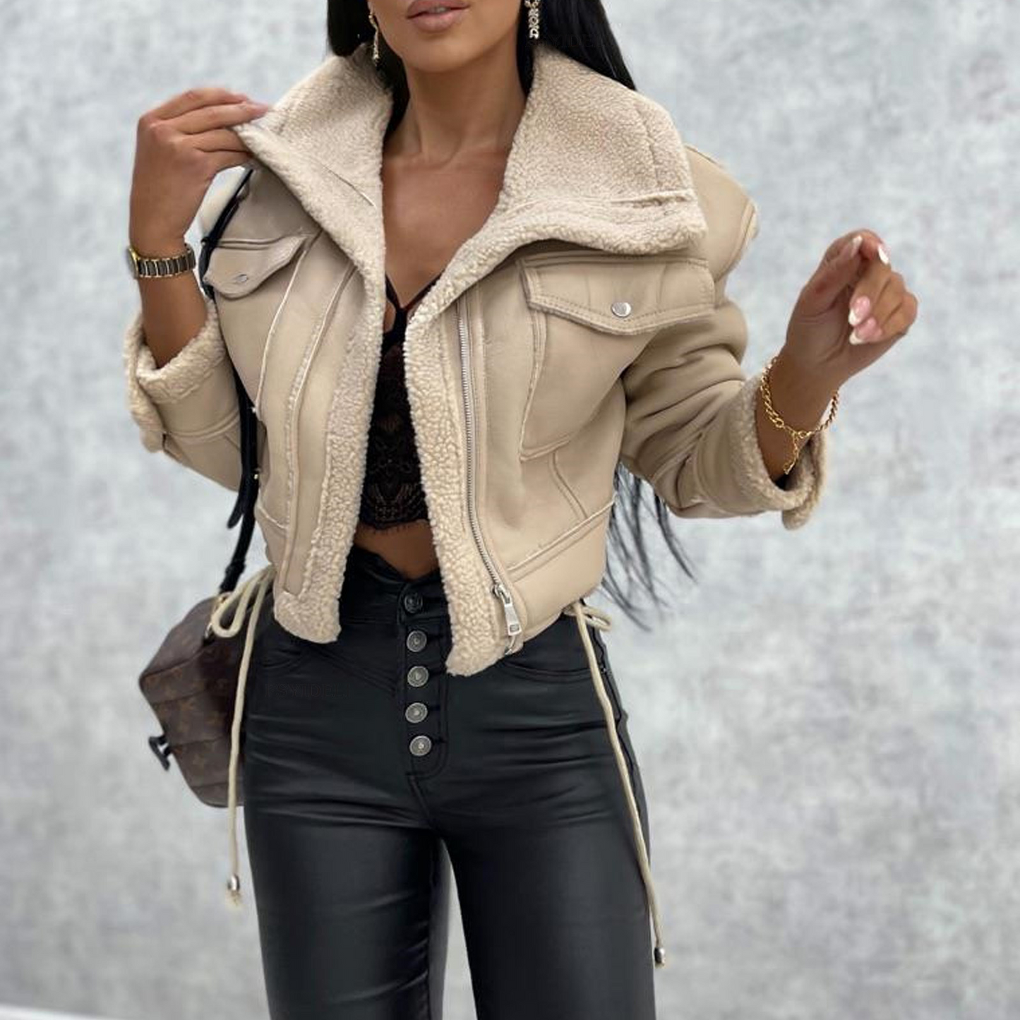 🧥: Moto-Style Fleece-Lined Jacket