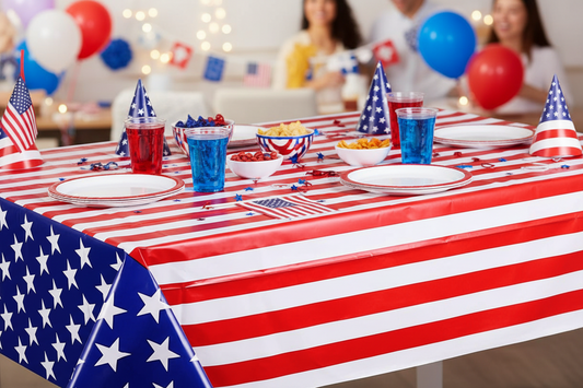 🎉: 4th of July Patriotic Tablecloth 2-Pack – 54x108" Disposable Plastic USA Table Covers