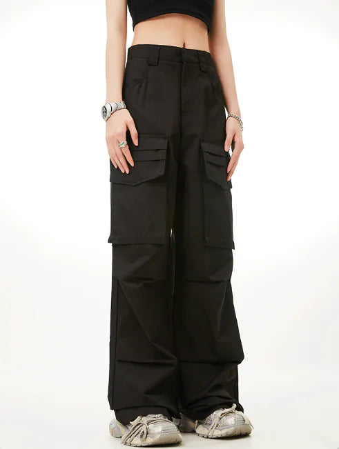 👖: Y2K K-Pop Women's Denim Jeans with Grey Flap Pockets