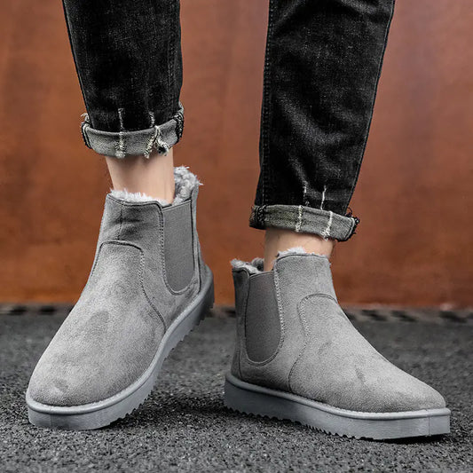🥾: Men's Leather Ankle Boots with Warm Fur - Premium Winter Boots