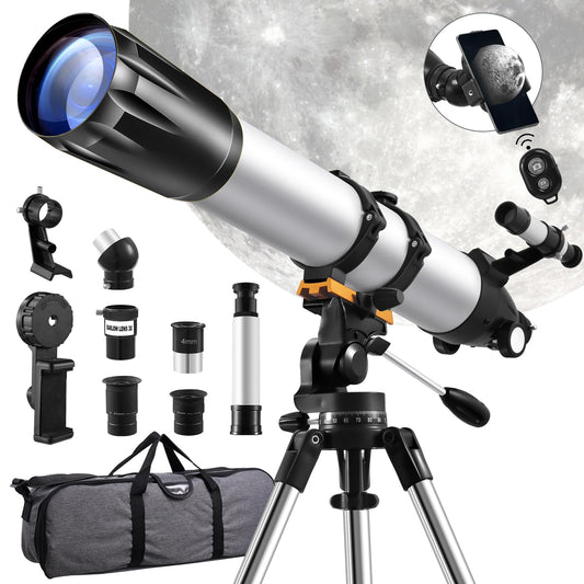 🔭: Sararoom 90mm Refractor Telescope — 900mm Focal Length | 36x–675x Magnification | Phone Adapter & Wireless Remote
