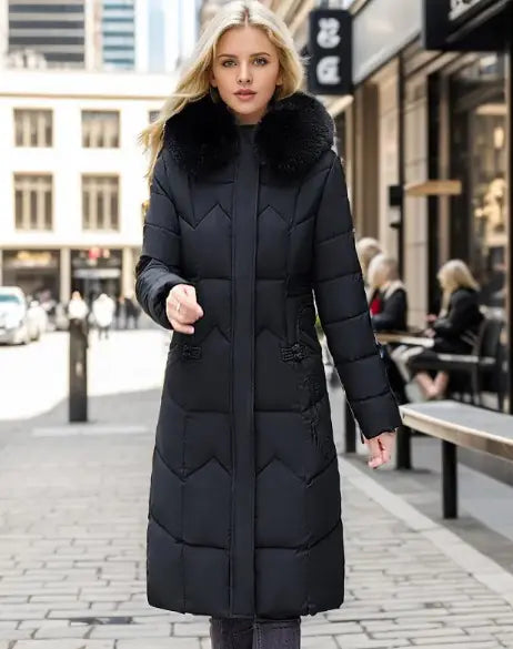 🧥: Fur Collar Winter Coat - Elegant Cotton-Padded Outerwear
