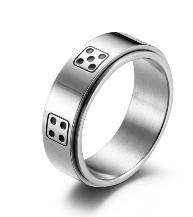 💍: Rotatable Titanium Steel Dice Ring for Men