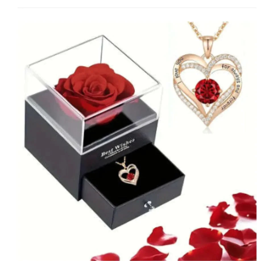 Preserved Rose Jewelry Box Necklace