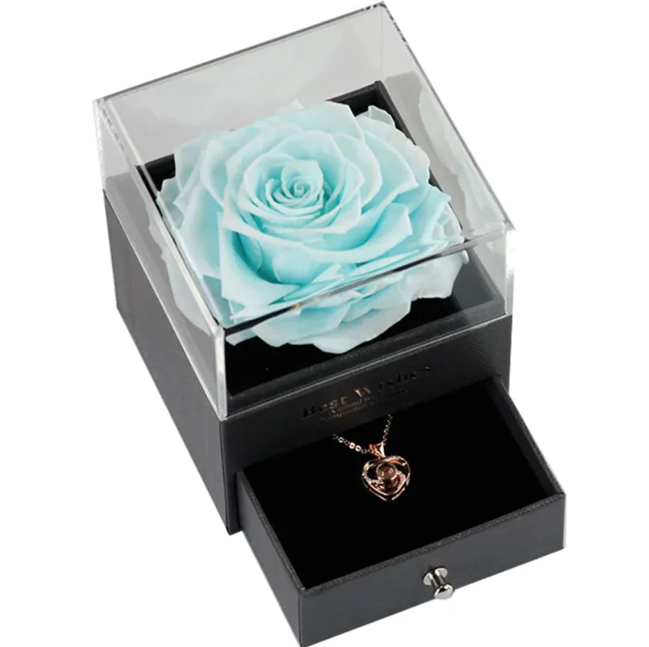 Preserved Rose Jewelry Box Necklace