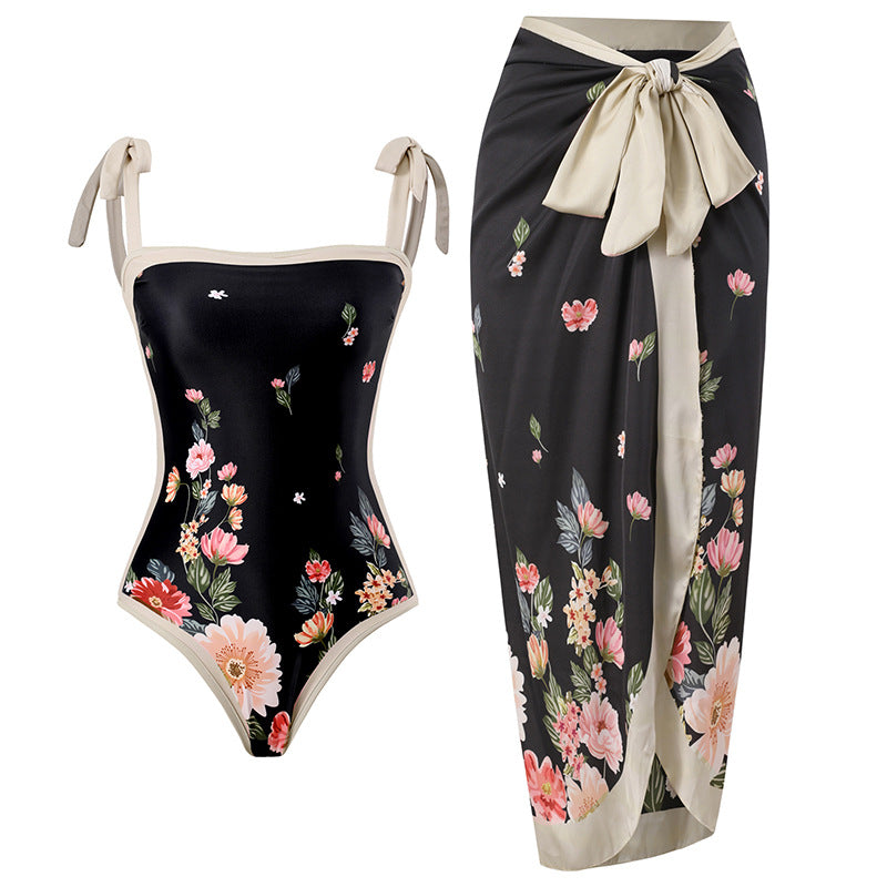 👙: Retro French One-Piece Swimsuit for Vacation