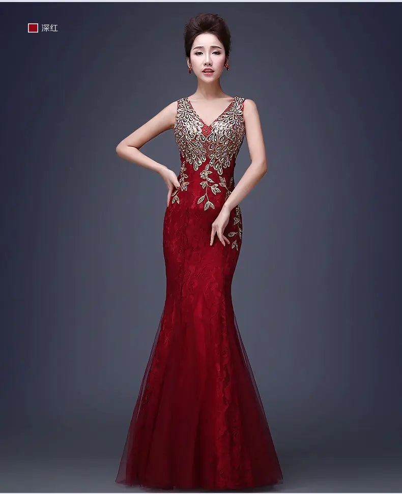 👗: Mermaid Evening Dress with Lace - Spring Summer Bridal Gown