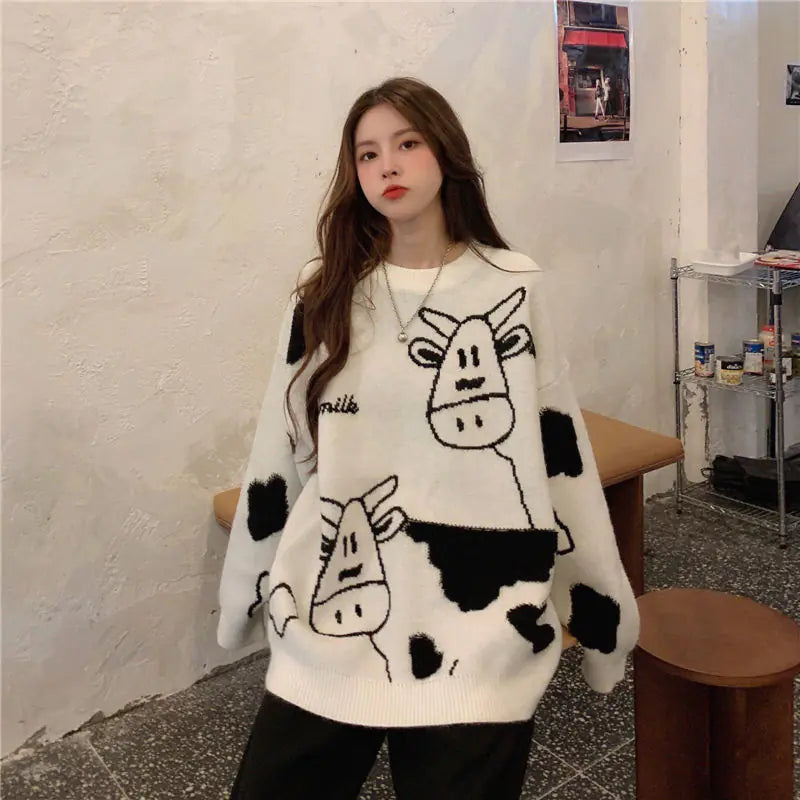 👚: Korean Style Loose Pullover Sweater for Casual Wear