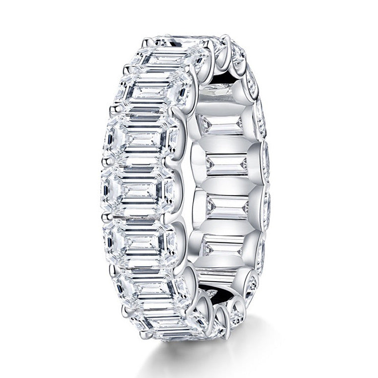 💎: Sterling Silver Ring with High Carbon Diamond Simulant - Carven Design & Emerald Cut
