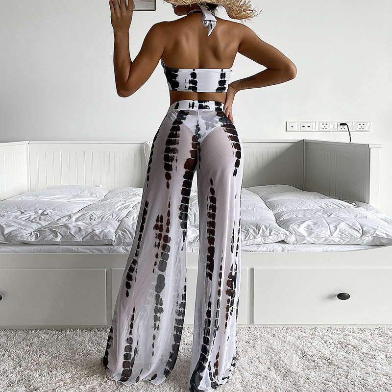 👙: Women's 3-Piece Mesh Bikini Set | Open Back, Printed, Sizes S-L