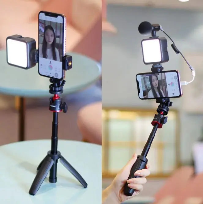 📱: Mobile Phone Vlog Selfie Stick with Fill Light & Bracket