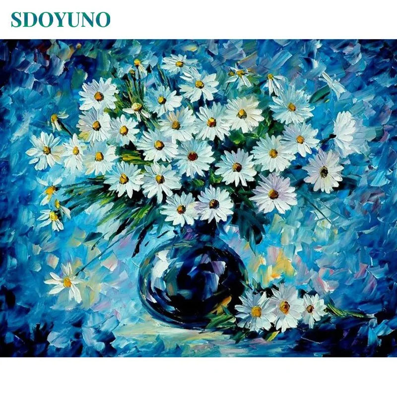 🌸 Oil Painting By Numbers Flowers Nature Pictures - DIY Art Kit