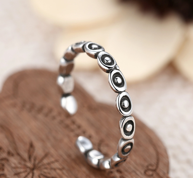 💍: Vintage Gold Ingot Korean Open Ring — 925 Silver Adjustable Statement Ring