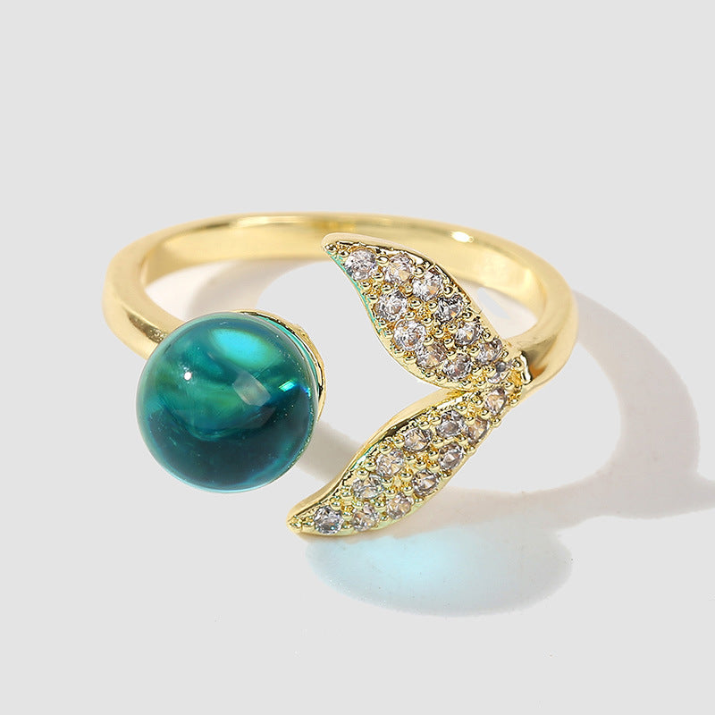 🧜: Creative Fashion Ocean Beads Mermaid Tail Ring