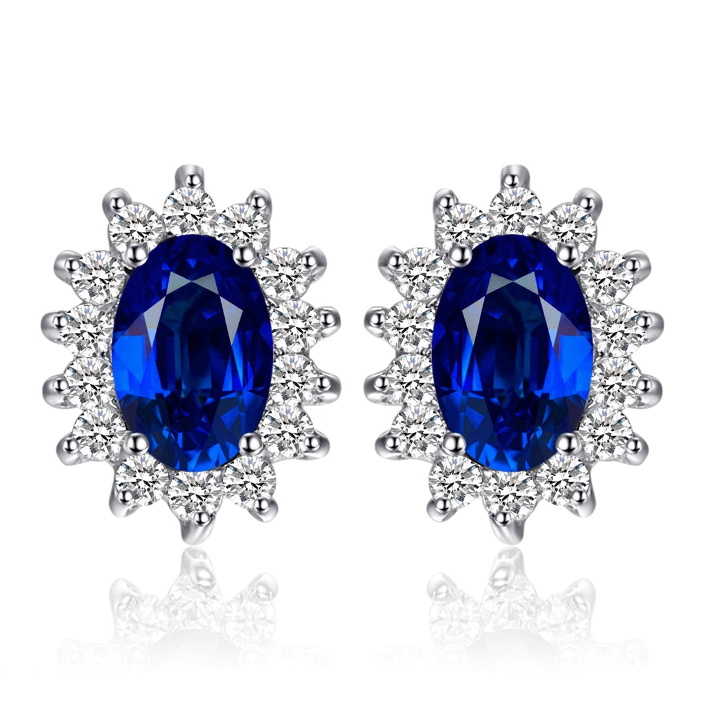 👑: Princess Diana Kate Middleton Gemstone Stud Earrings - 14K Gold Plated 925 Sterling Silver