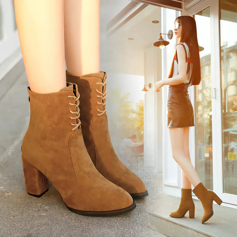 🥾: Luxurious Martin Boots - Mid-Calf Chunky Heel Boots for Women