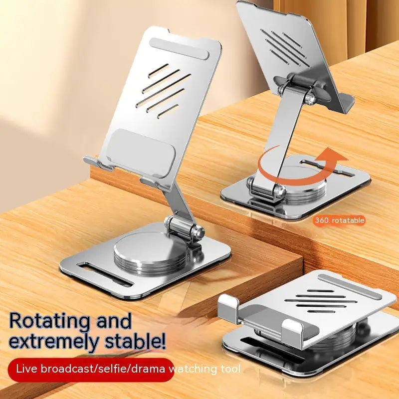 📱: 360° Rotating Metal Phone Stand - Adjustable Desktop Tablet Holder