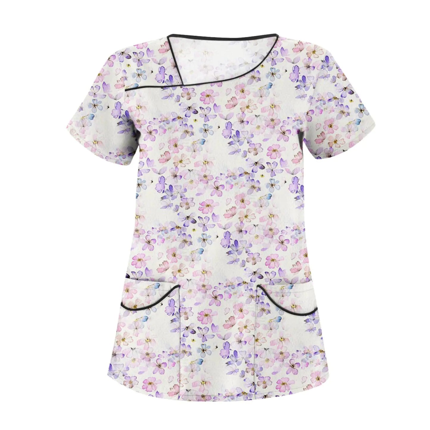 🩺 Plus Size Pink Scrub Top XL - Stretchy Women's Medical Uniform