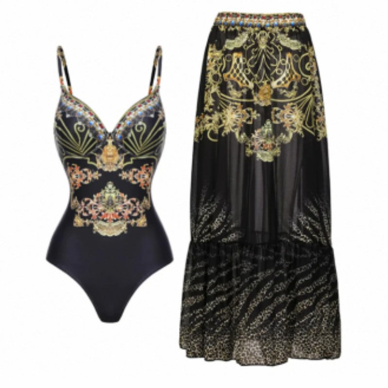 👙: Retro French One-Piece Swimsuit for Vacation