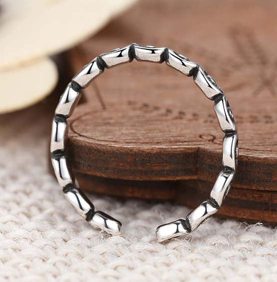 💍: Vintage Gold Ingot Korean Open Ring — 925 Silver Adjustable Statement Ring