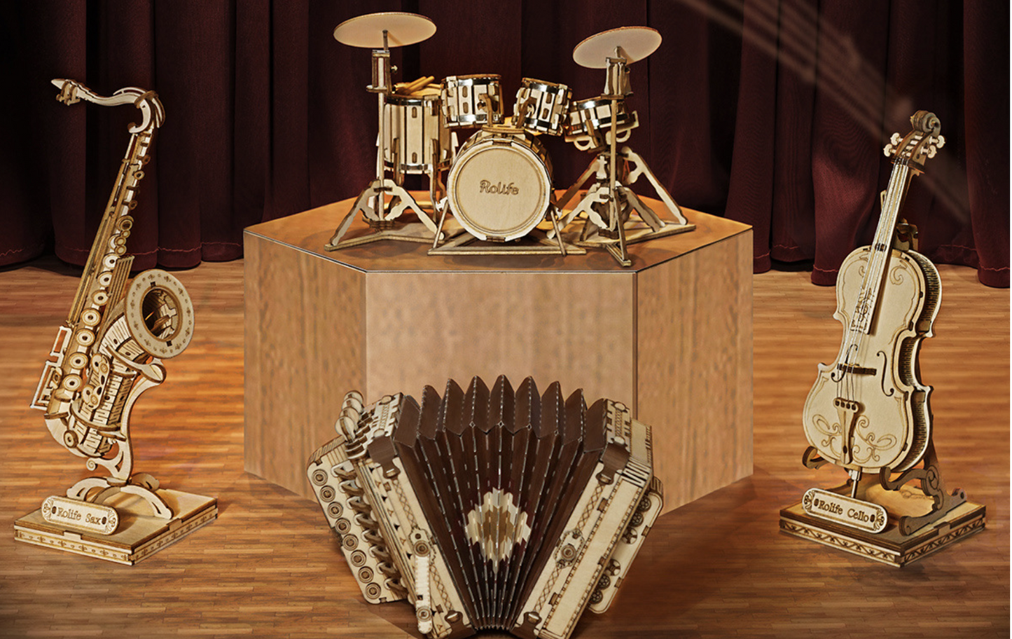 🎷: 3D Wooden Music Instrument Puzzle | Accordion & Saxophone