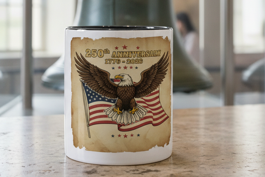 🇺🇸: 250th Anniversary Bald Eagle & 13-Colony Flag Ceramic Mug | 1776-2026 Commemorative