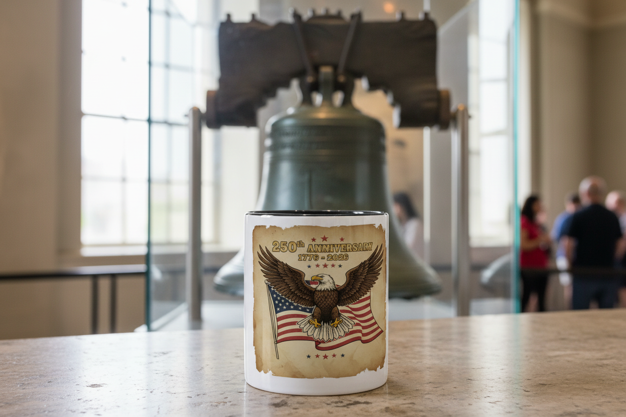 🇺🇸: 250th Anniversary Bald Eagle & 13-Colony Flag Ceramic Mug | 1776-2026 Commemorative