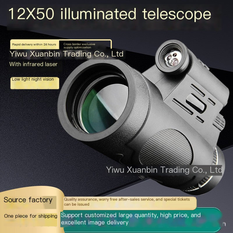 🔭: 12x50 Infrared Monocular Telescope — Low-Light & Night Vision | Concerts, Hunting, Boating & Outdoor Adventures