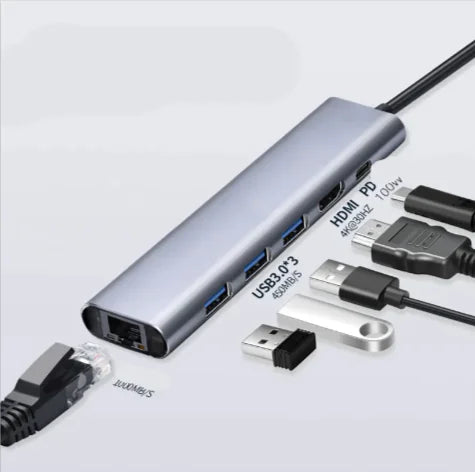 💻 4K HDMI USB-C Hub - Gigabit LAN with PD Charging & 2 USB 3.0 Ports