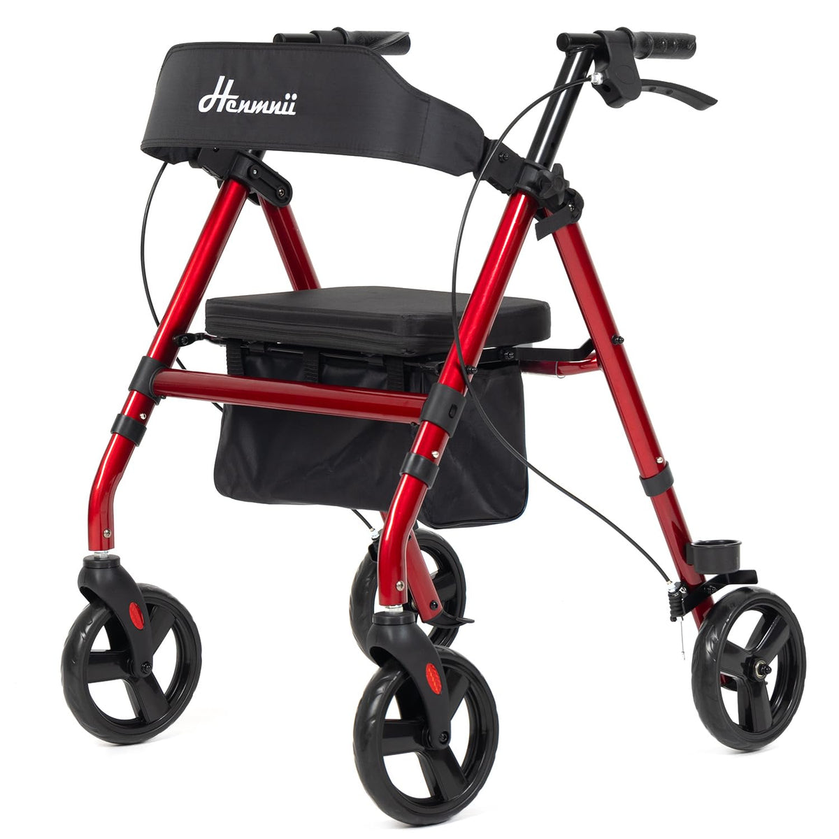 🦳: Lightweight Rollator Walker for Seniors — 8" All-Terrain Wheels, Padded Seat, Backrest & Storage Bag | 300 LB Capacity