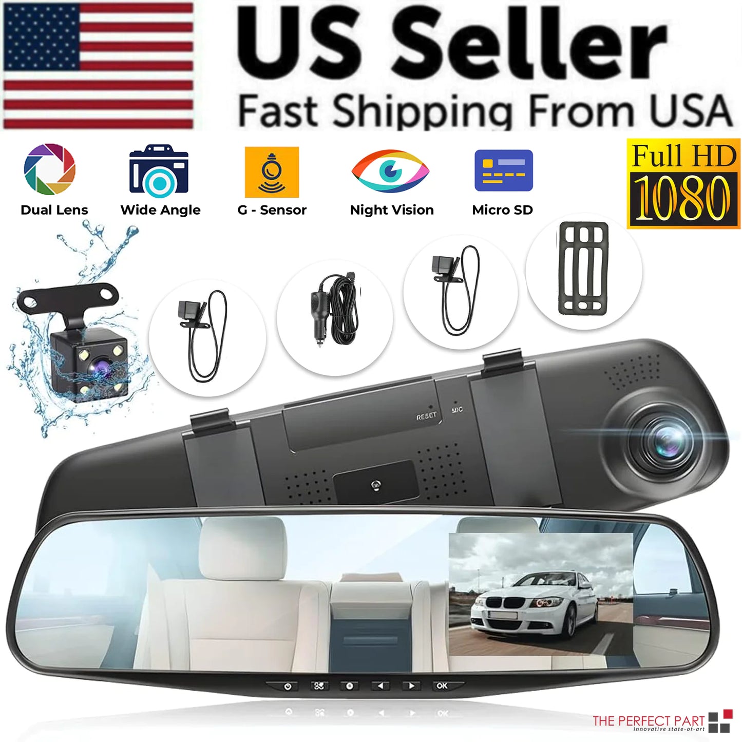 📹: 1080P HD Rearview Mirror Car DVR - Dual Dash Cam Front & Rear Video Recorder