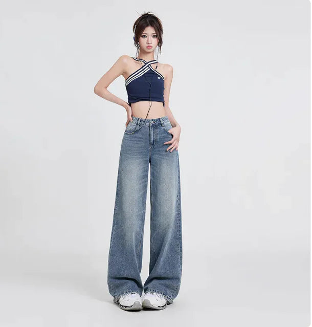 Wide Leg Jeans Women's High Waist Baggy Straight Trousers