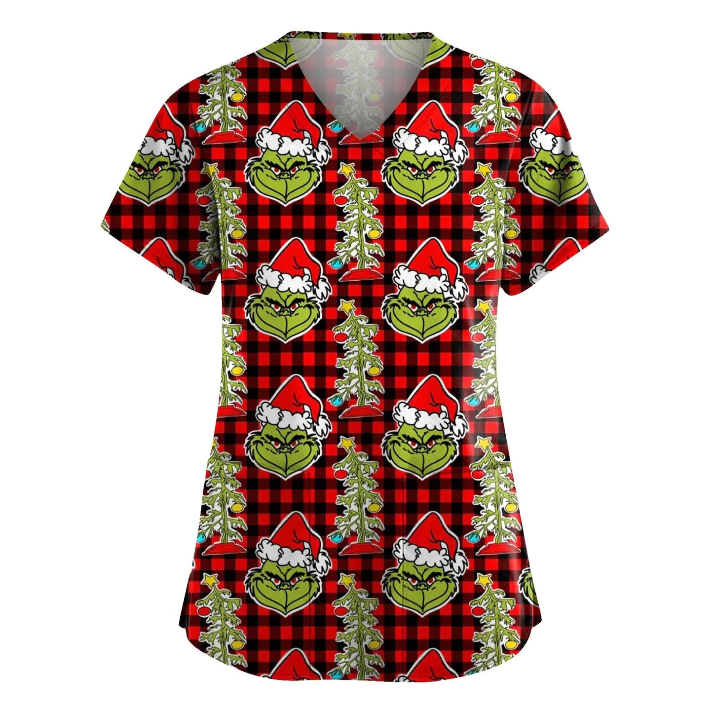 🎄 Christmas Wine Scrub Top - Funny Holiday V-Neck Nurse Uniform