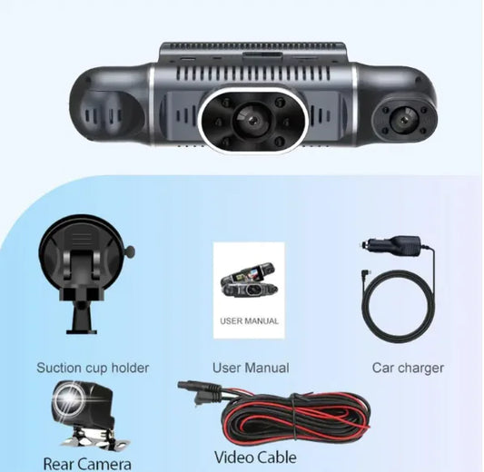 📹 4-Channel HD Wi-Fi Car Dash Cam - Complete 360° Security System with Remote Access