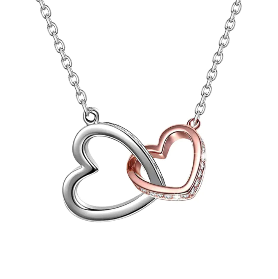 Silver Double Heart Mood Necklace