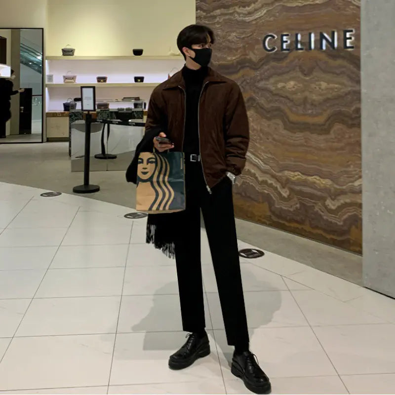 🧥: Men's Suede Jacket - Winter Thickened Cotton Coat