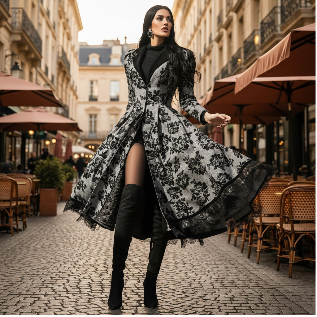 👗: Winter Lace Stitching Long Dress