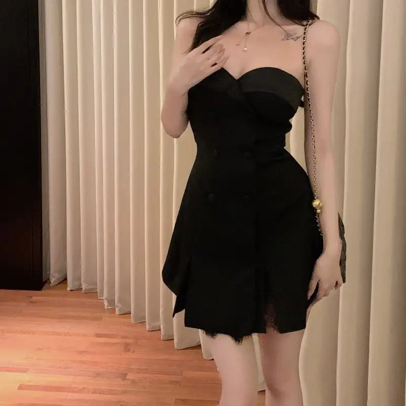 👗: Summer Lace Tube Top Dress - Elegant Women's Strapless Dress
