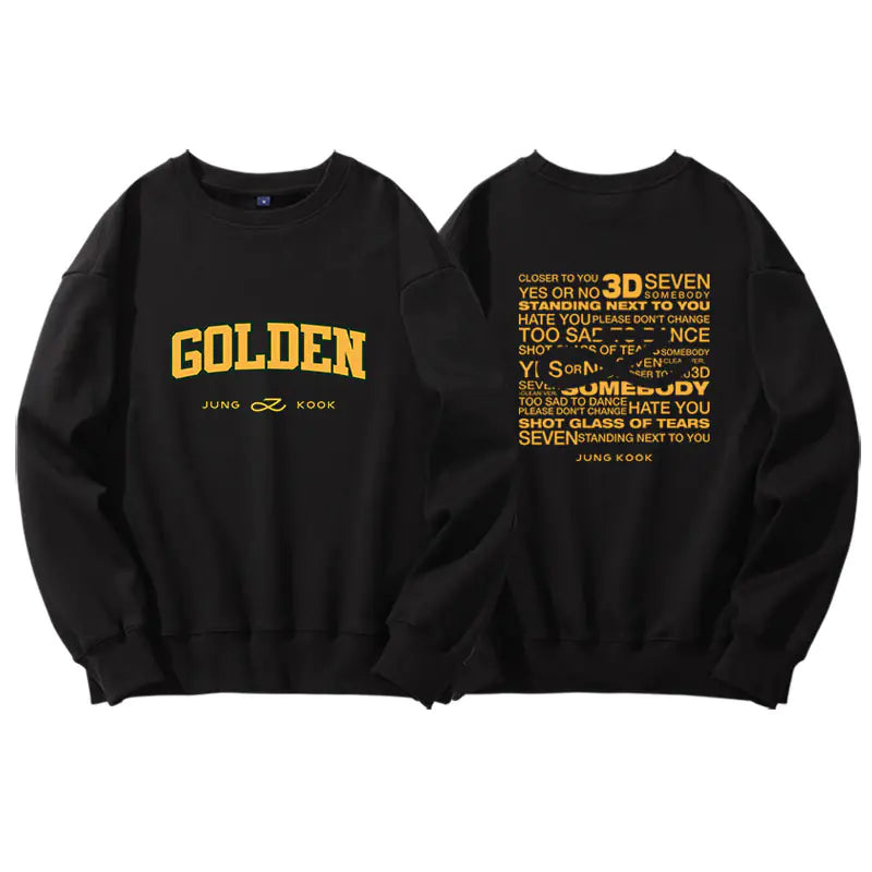 👗: Jungkook Golden Album Hoodie - Fleece Pullover Top