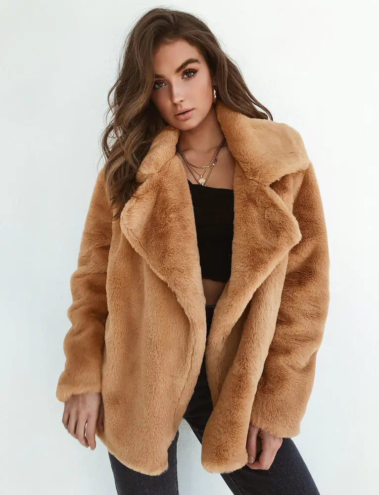 🧥: Fashionable Women's Plush Collar Autumn Winter Coat