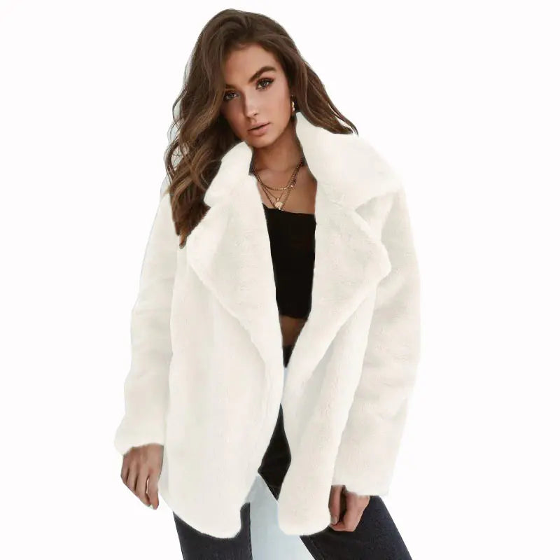 🧥: Fashionable Women's Plush Collar Autumn Winter Coat