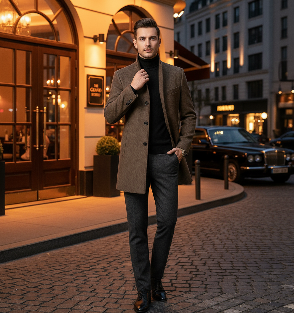 🧥: Premium Wool Overcoat - Classic Men's Winter Outerwear