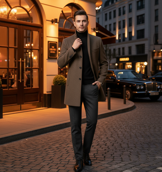 🧥: Premium Wool Overcoat - Classic Men's Winter Outerwear