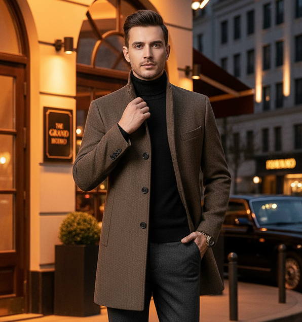 🧥: Premium Wool Overcoat - Classic Men's Winter Outerwear