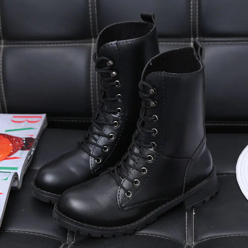 🇬🇧: British Style Women's Martin Boots - Mid-Calf PU Leather Non-Slip