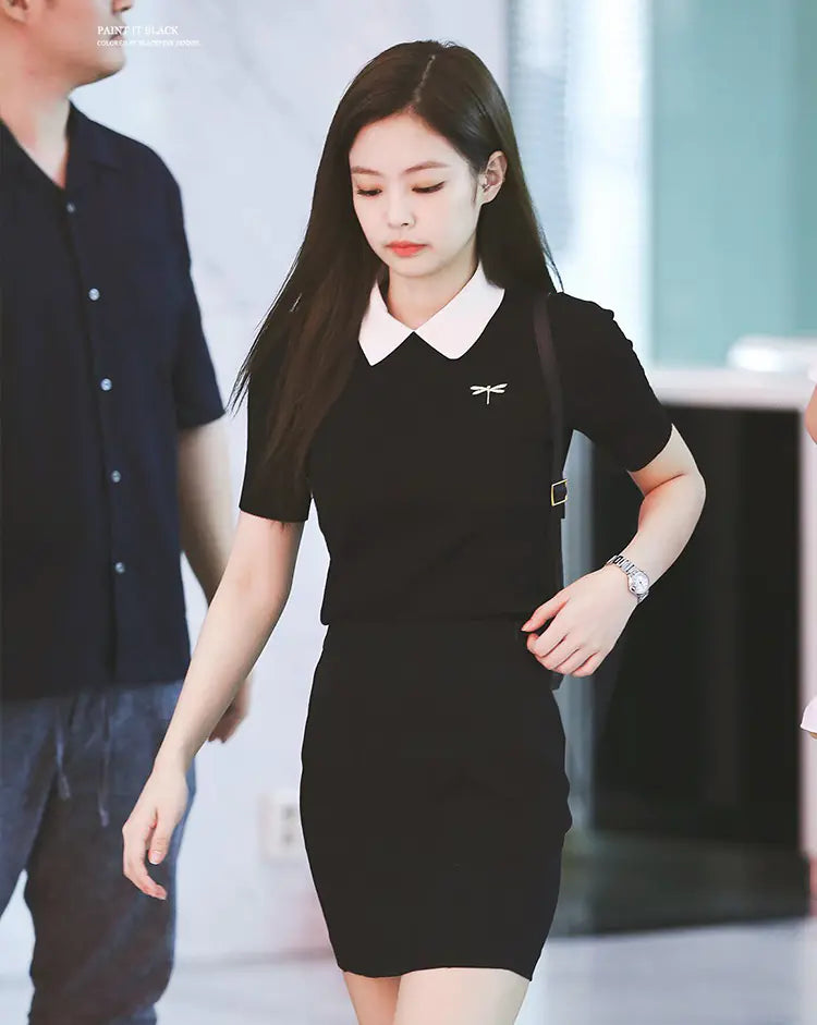 👗: Jennie Style Blackpink Inspired Polo Knit Top for Women