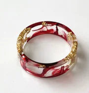 💎: Colorful Handmade Resin Ring with Dried Flowers & Gold Foil - Botanical Art Jewelry