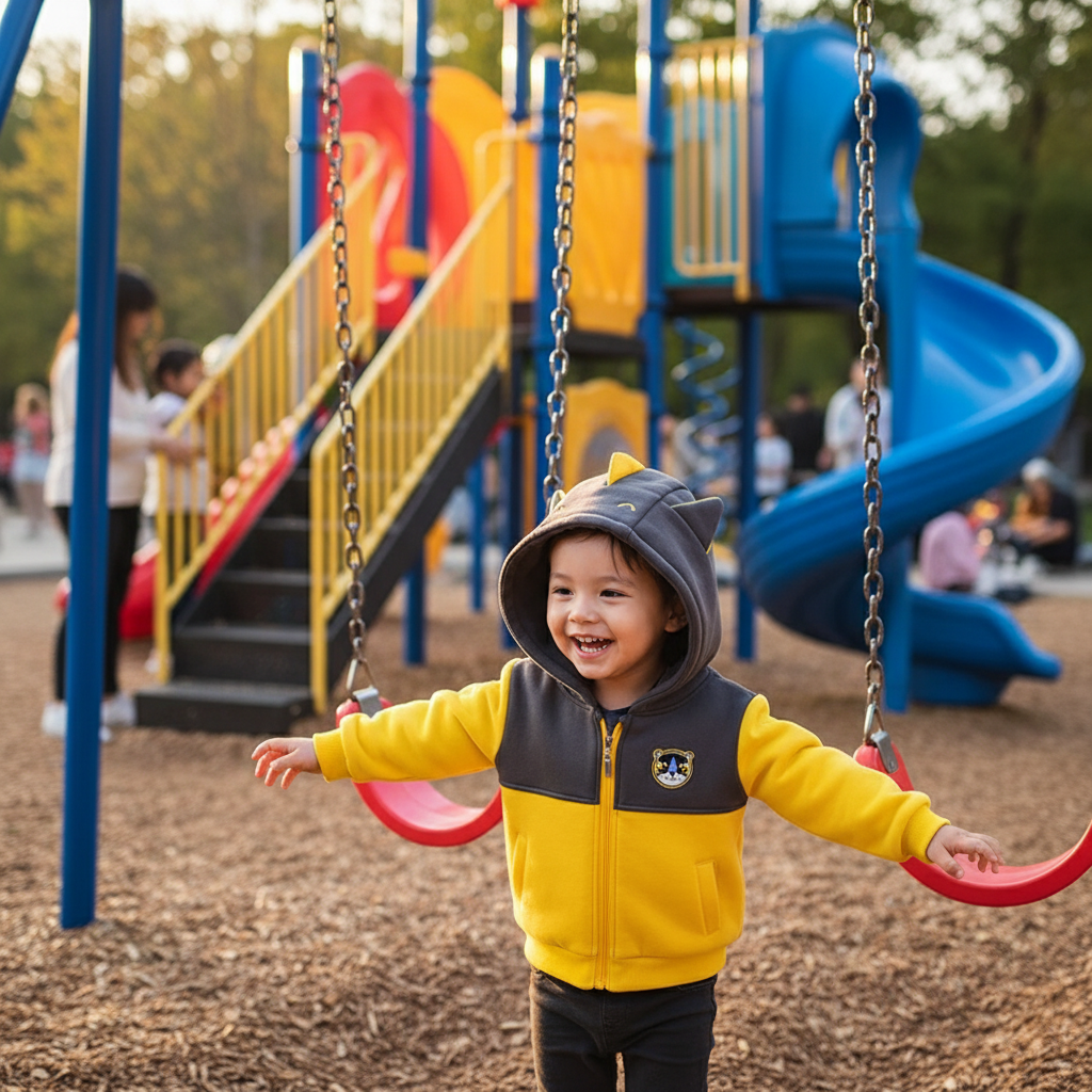 🧥: Simple Padded Hooded Jacket for Kids