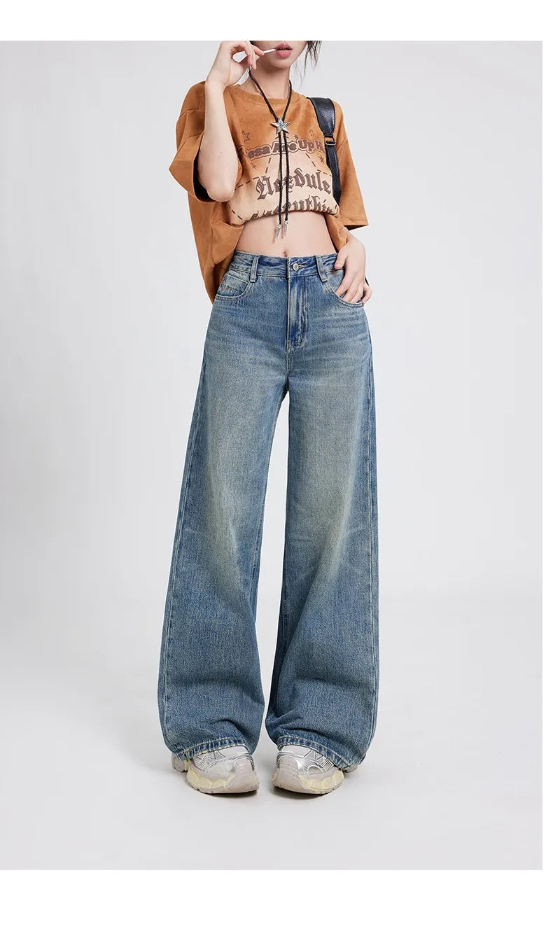 Wide Leg Jeans Women's High Waist Baggy Straight Trousers