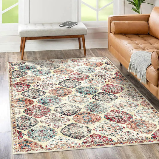 🏠 Poeti 3x5 Ultra Thin Washable Rug - Modern Abstract Colorful Non-Slip